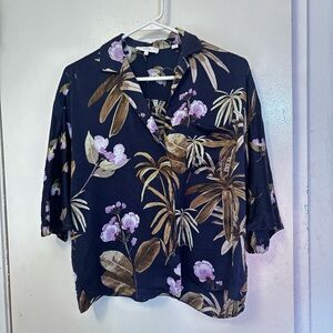 Vince Navy Floral Blouse